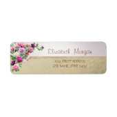 Chic Elegant, Gold, Flowers Address Label (Voorkant)
