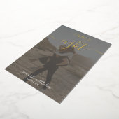 Chic elegant Gold foto's trouwlijstnummer Folie Uitnodiging (Gedraaid)