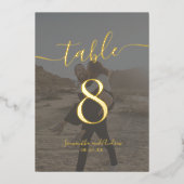 Chic elegant Gold foto's trouwlijstnummer Folie Uitnodiging (Voorkant)