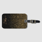 Chic Elegant Gold Glitter Glam Monogram Bagagelabel (Voorkant (horizontaal))