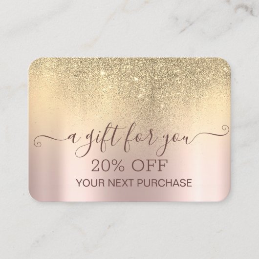 Chic Elegant Gold Glitter Roos Gold Kortingskaartje (Voorkant)