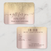 Chic Elegant Gold Glitter Roos Gold Kortingskaartje (Voorkant / Achterkant)