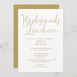 Chic Elegant Gold Script Bruidsmeisjes Luncheon Kaart
