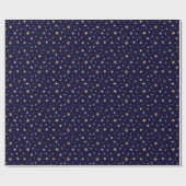 Chic Elegant Gold Silver Stars Navy Blue Kerstmis Cadeaupapier (Vlak)