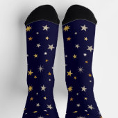 Chic Elegant Gold Silver Stars Navy Blue Monogram Sokken (Top)