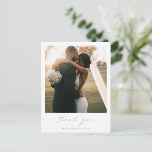 Chic Elegant Gold Simple Photo Weddenschap Harteli Briefkaart (Staand voorkant)