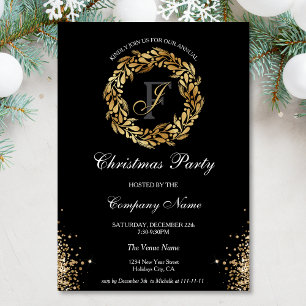 Chic Elegant Gold Wreath Corporate Christmas Party Kaart
