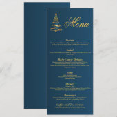 Chic Elegant Golden Christmas Tree Wedding Menu Kaart (Voorkant / Achterkant)
