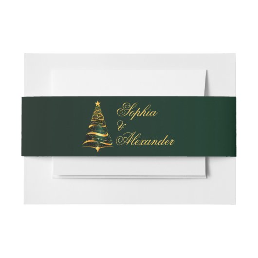 Chic Elegant Golden Christmas Tree Wedding Uitnodigingen Wikkel (Voorkant Voorbeeld)
