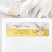 Chic Elegant, Goud, Bokeh Bloem Adreslabel Etiket (Insitu)
