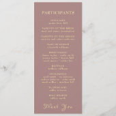 Chic Elegant Gouden Bloem Typografie Huwelijk Programmakaart (Achterkant)