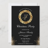 Chic Elegant Gouden Monogram Krans Kerstfeest Kaart (Voorkant)