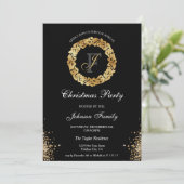 Chic Elegant Gouden Monogram Krans Kerstfeest Kaart (Staand voorkant)