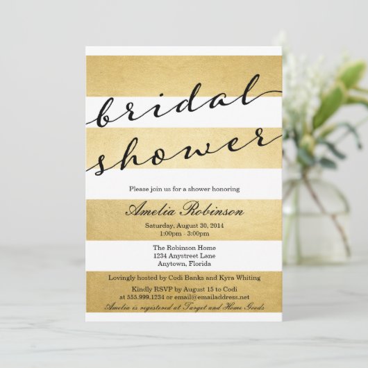 Chic Elegant Goudfolie vrijgezellenfeest Uitnodigi Kaart (Staand voorkant)