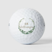 Chic Elegant Greenery Wreater Initiaal Name Golfballen (Voorkant)