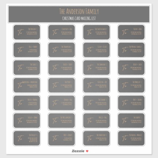 Chic Elegant Grey Christmas Card Mailing Label Set (Vel)