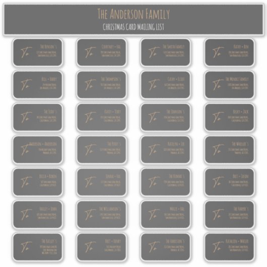 Chic Elegant Grey Christmas Card Mailing Label Set (Voorkant)