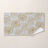 Chic Elegant Grey Gold Line Drawn Flower Pattern Bad Handdoek (Handdoek)