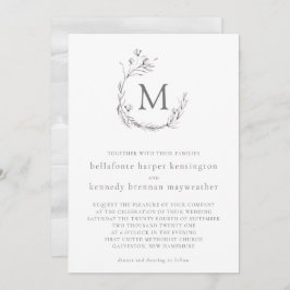 Chic Elegant Grey White Waterverf Floral Wedding Kaart