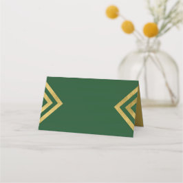 Chic Elegant Groen en Faux Goud Geometrisch Plaatskaartje