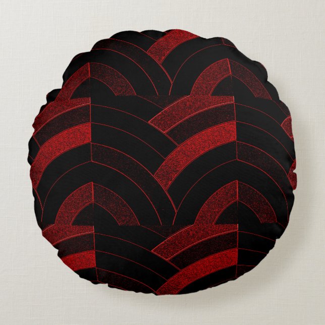 chic elegant hedendaags chevron rond kussen (Voorkant)
