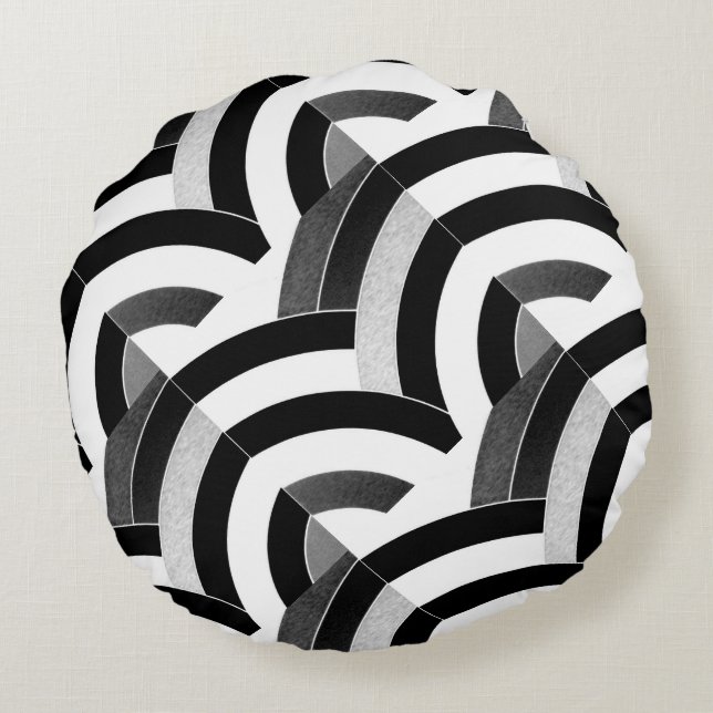 chic elegant hedendaags chevron rond kussen (Achterkant)