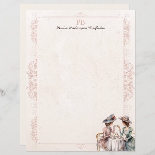 Chic Elegant High Tea Monogrammed Papier van het P (Voorkant / Achterkant)