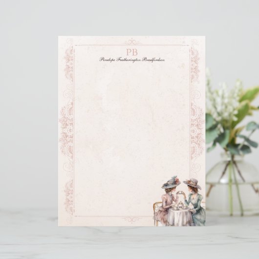Chic Elegant High Tea Monogrammed Papier van het P (Staand voorkant)