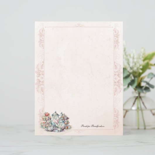 Chic Elegant High Tea Ongevoerd Papier (Staand voorkant)