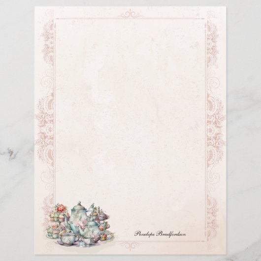 Chic Elegant High Tea Ongevoerd Papier (Voorkant)