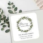 CHIC ELEGANT HOLLY BERRY WREATH CHRISTMAS ADRES VIERKANTE STICKER<br><div class="desc">Als u nog meer aanpassingen nodig hebt,  kunt u mij op yellowfebstudio@gmail.com vrij klikken.</div>