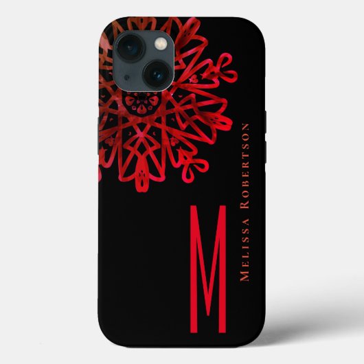 Chic Elegant Holography Reddish Monogramed Case-Mate iPhone Case (Achterkant)