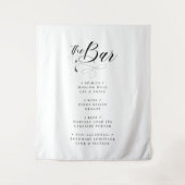 Chic Elegant Huwelijk Zwart & Wit Bar Menu Wandkleed (Voorkant)
