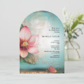 Chic Elegant Indische Roze Lotus Bloemen Bruid Kaart (Staand voorkant)