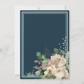 Chic Elegant Ivoor & Blush Bloemen Navy Wedding Kaart (Achterkant)