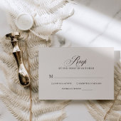 Chic Elegant Ivory and Brown Luxe Neutral Wedding RSVP Kaartje