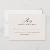 Chic Elegant Ivory and Brown Luxe Neutral Wedding RSVP Kaartje (Voorkant)