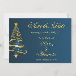 Chic Elegant Kerstboom Huwelijk Save the Date Kaart