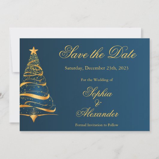 Chic Elegant Kerstboom Huwelijk Save the Date Kaart (Voorkant)
