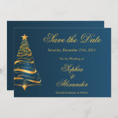 Chic Elegant Kerstboom Huwelijk Save the Date Kaart (Voorkant / Achterkant)