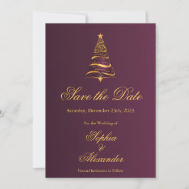 Chic Elegant Kerstboom Huwelijk Save the Date Kaart