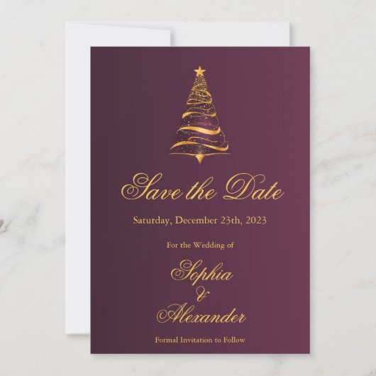 Chic Elegant Kerstboom Huwelijk Save the Date Kaart (Voorkant)