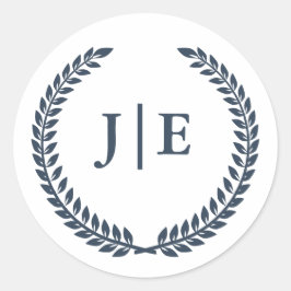 Chic Elegant Krans Monogram Huwelijk Ronde Sticker