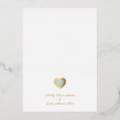 Chic Elegant Lichtblauw & Gouden Hart Foto Koppel Folie Uitnodiging (Achterkant)