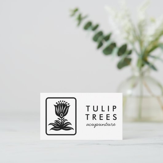 Chic Elegant Logo Stylied Tulip Wellness Healer Visitekaartje (Staand voorkant)