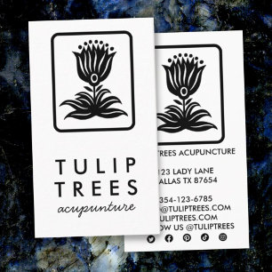 Chic Elegant Logo Stylied Tulip Wellness Healer Visitekaartje