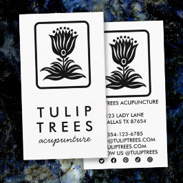 Chic Elegant Logo Stylied Tulip Wellness Healer Visitekaartje