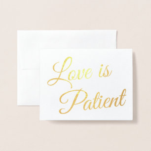 Chic Elegant Love is Patient Wedding Gold Folie Kaarten