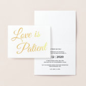 Chic Elegant Love is Patient Wedding Gold Folie Kaarten (Display)