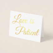 Chic Elegant Love is Patient Wedding Gold Folie Kaarten (Voorkant)
